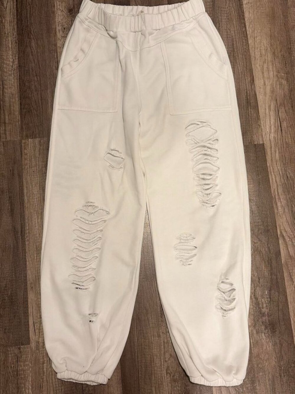 POL Distressed Terry Jogger Pants